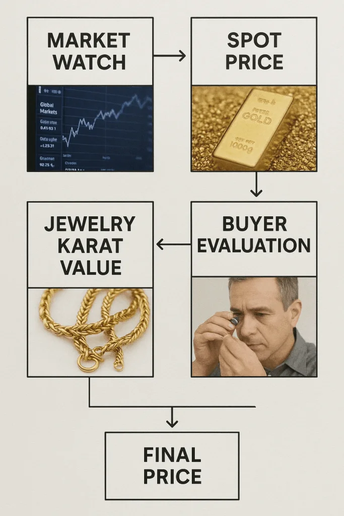 Gold spot price and buyer evaluation flow